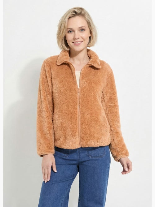 Veste fausse fourrure col montant manches longues - Afibel - Kiabi