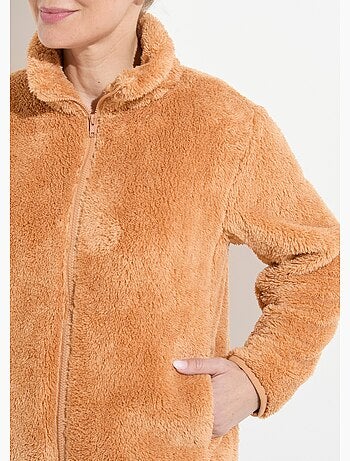 Veste fausse fourrure col montant manches longues