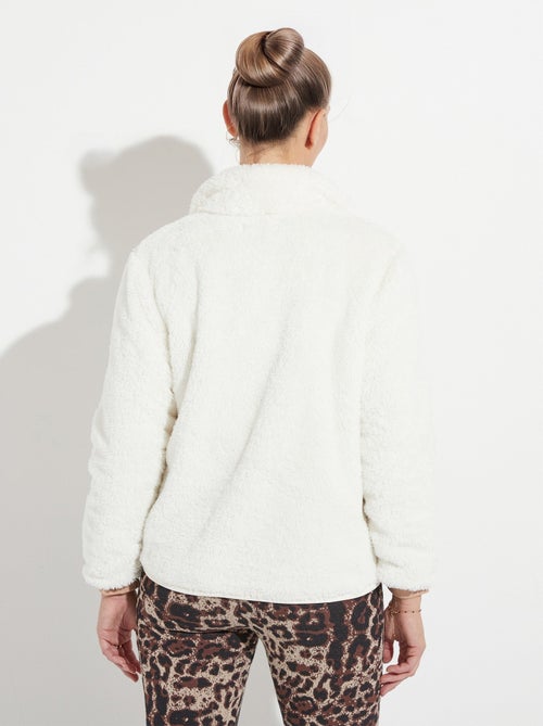 Veste fausse fourrure col montant manches longues - Kiabi