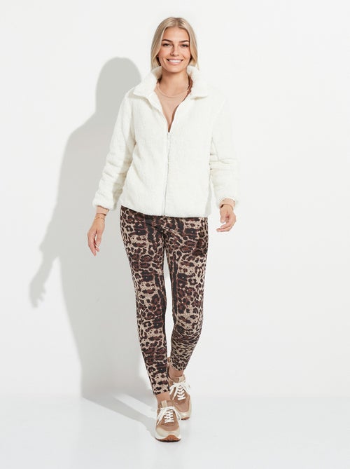 Veste fausse fourrure col montant manches longues - Kiabi