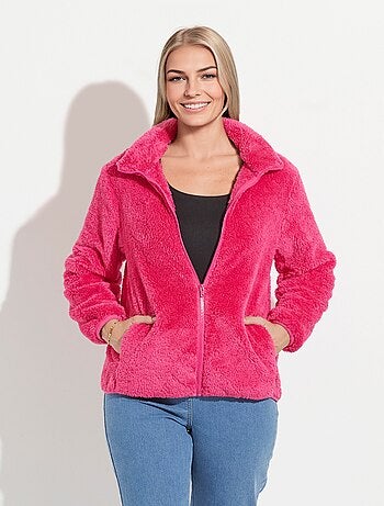 Veste fausse fourrure col montant manches longues