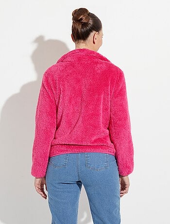 Veste fausse fourrure col montant manches longues