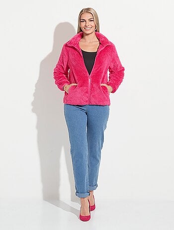 Veste fausse fourrure col montant manches longues