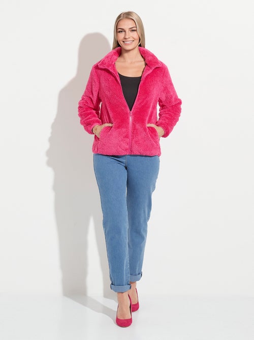 Veste fausse fourrure col montant manches longues - Kiabi