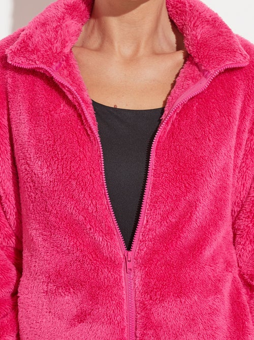 Veste fausse fourrure col montant manches longues - Kiabi