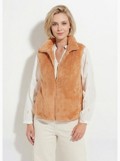 Veste fausse fourrure sans manches col montant - Afibel - Kiabi