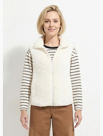 Veste fausse fourrure sans manches col montant - Afibel