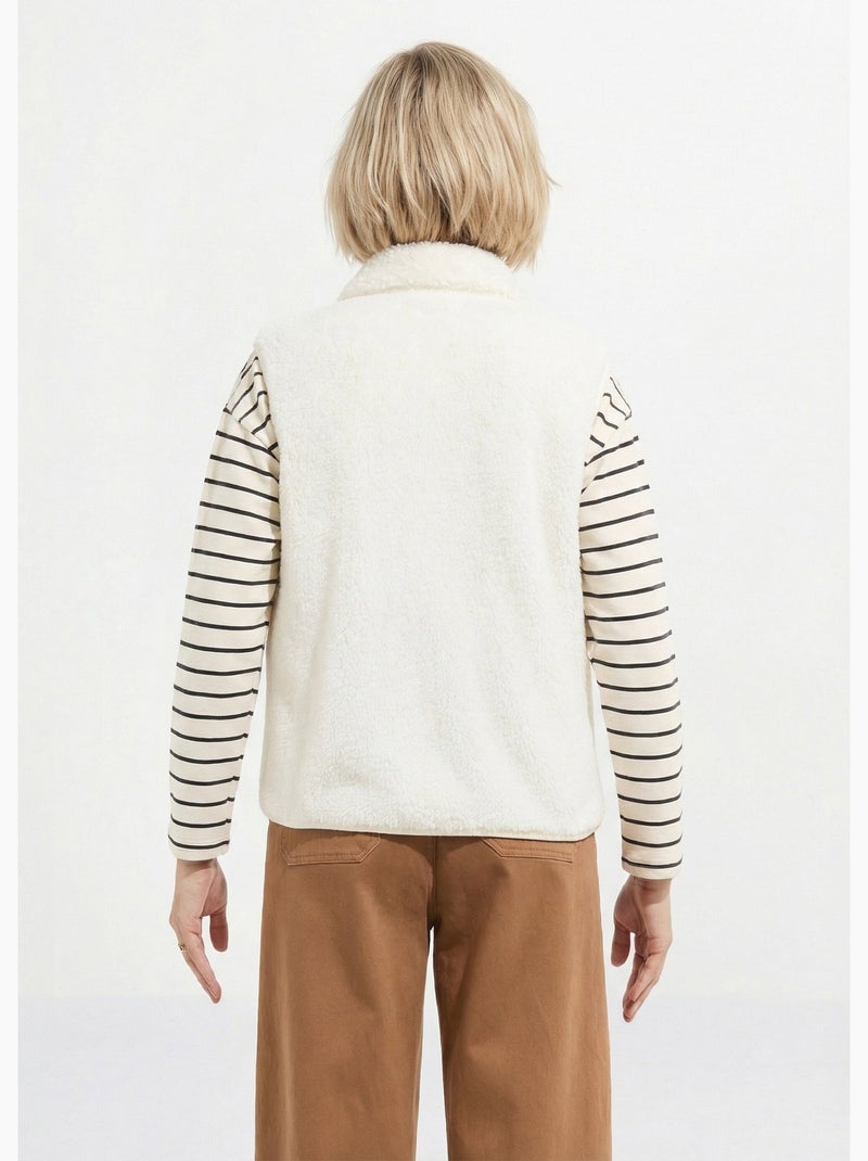 Veste fausse fourrure sans manches col montant - Afibel Ecru - Kiabi