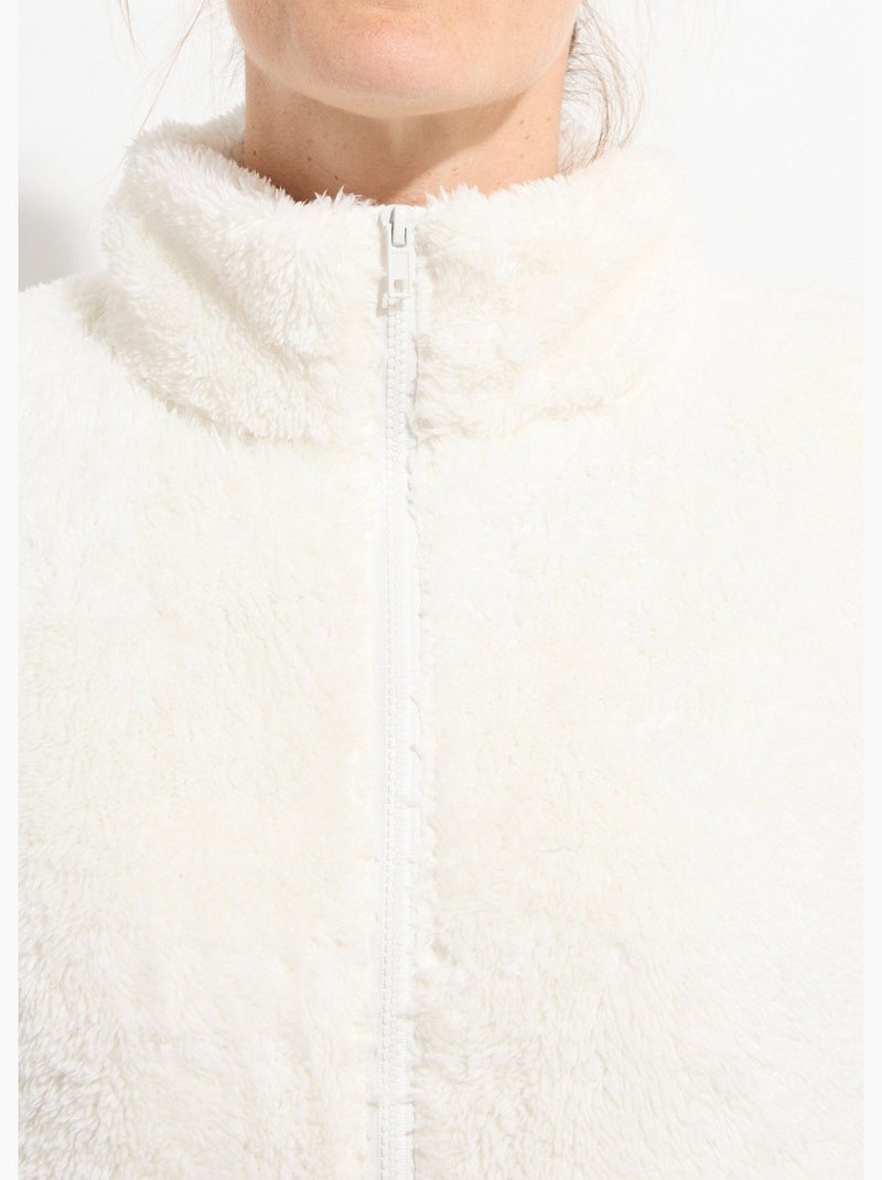 Veste fausse fourrure sans manches col montant - Afibel Ecru - Kiabi