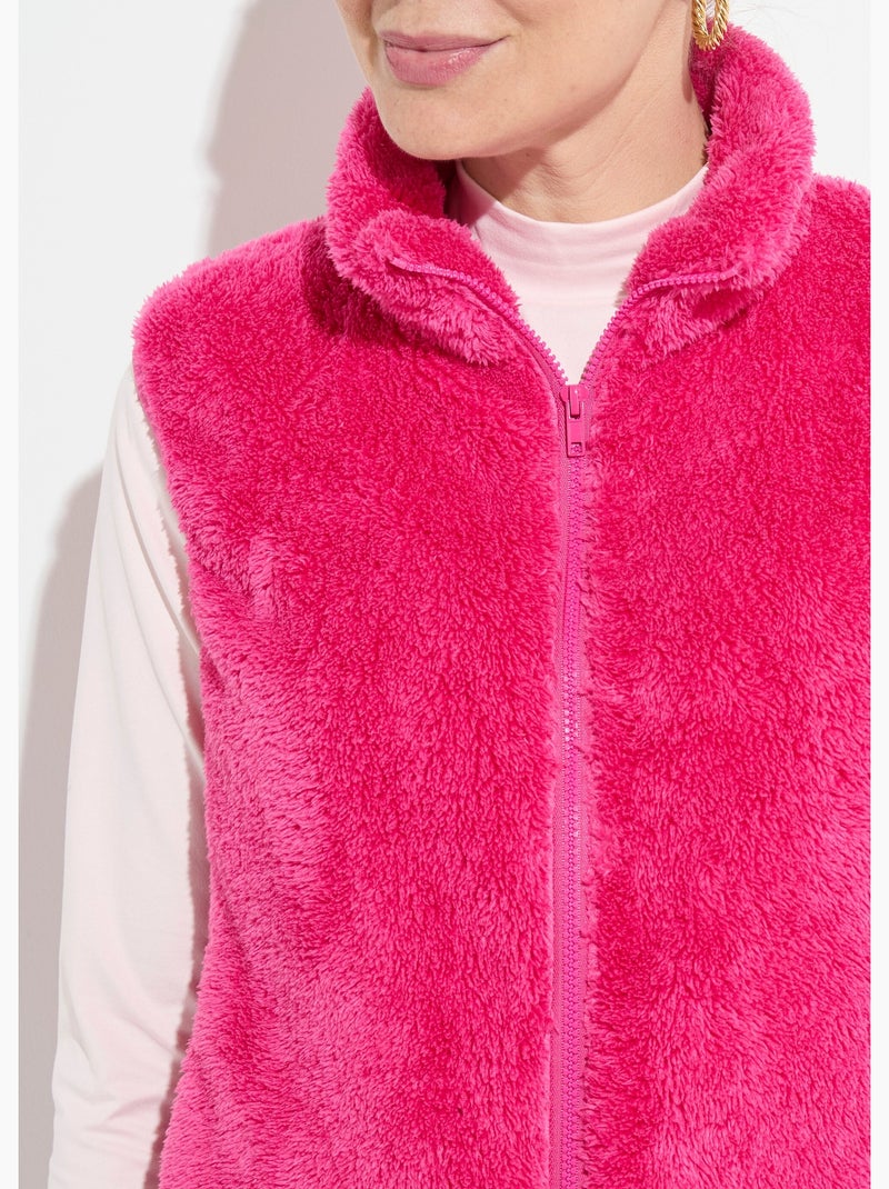 Veste fausse fourrure sans manches col montant - Afibel Rose fushia - Kiabi