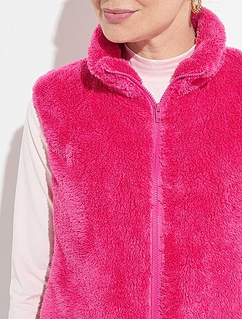 Veste fausse fourrure sans manches col montant