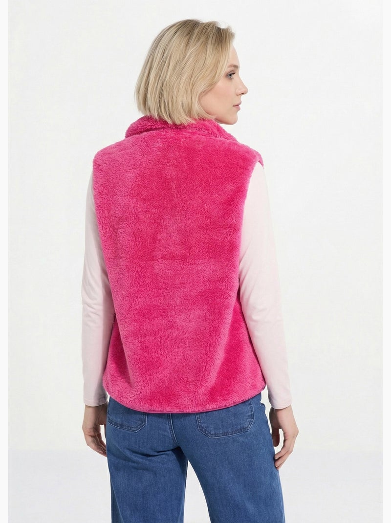 Veste fausse fourrure sans manches col montant Rose fushia - Kiabi