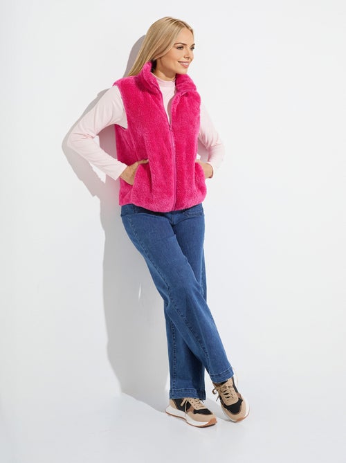Veste fausse fourrure sans manches col montant - Kiabi
