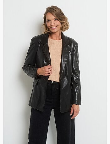 Veste faux cuir col tailleur 1 bouton - AFIBEL