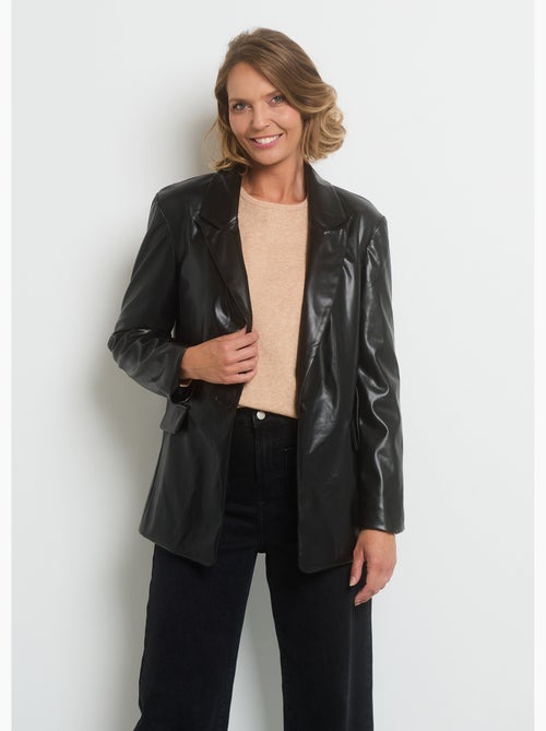 Veste faux cuir col tailleur 1 bouton - AFIBEL - Kiabi