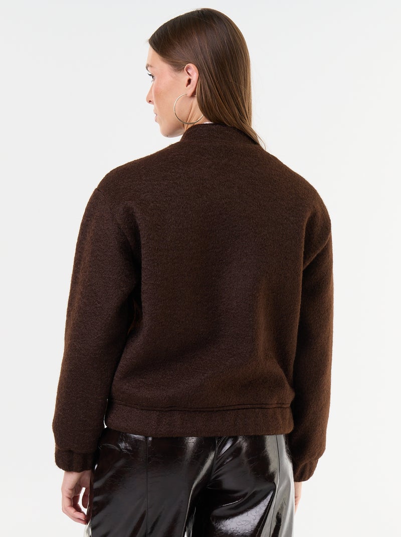 Veste faux lainage Marron - Kiabi
