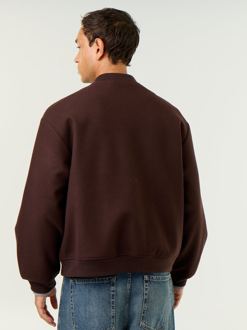 Veste faux lainage Marron - Kiabi