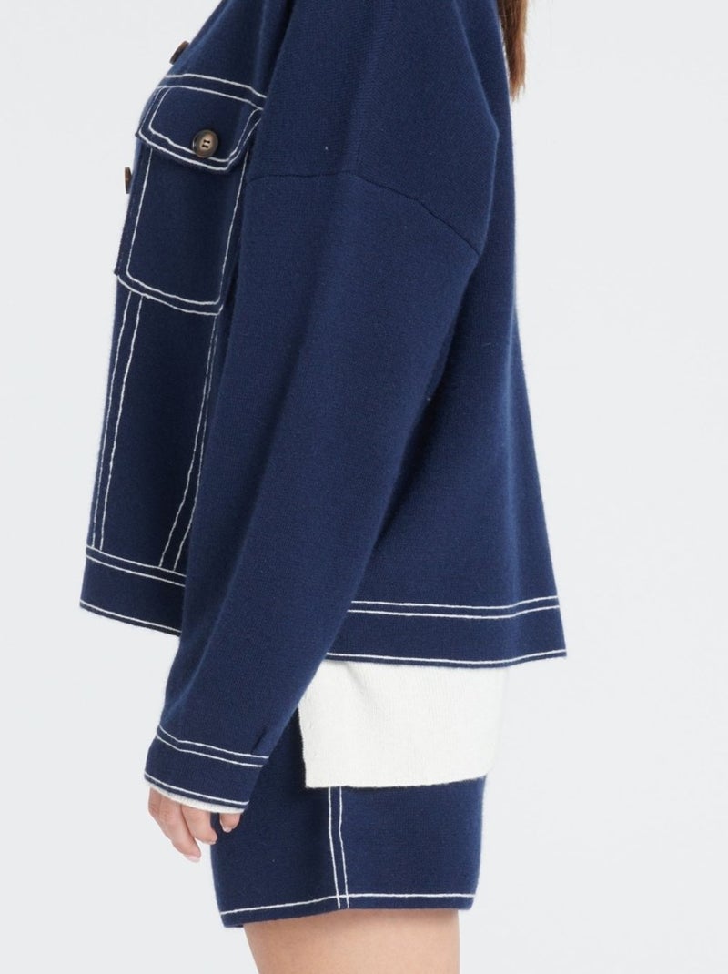 Veste femme 100% cachemire milano - ZAYA 14 Bleu marine - Kiabi