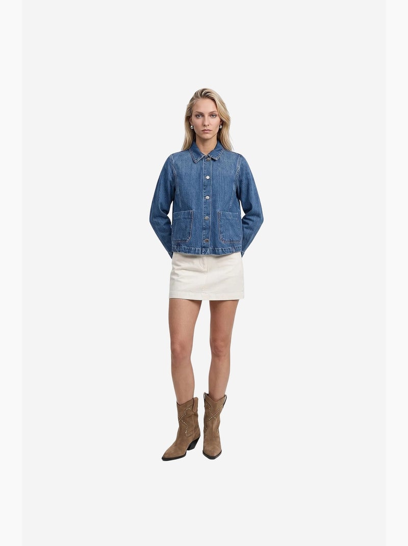Veste femme en coton tencel dilvin Bleu saphir - Kiabi