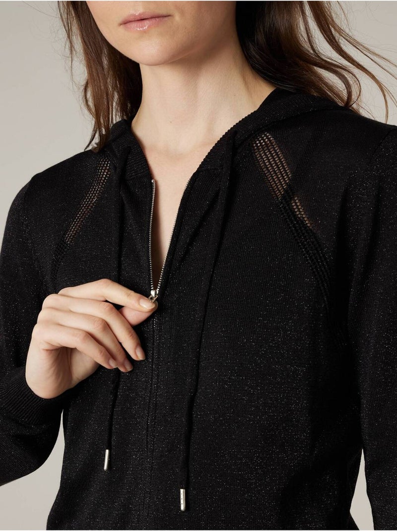 Veste femme en maille brillante 'Deeluxe' Noir - Kiabi