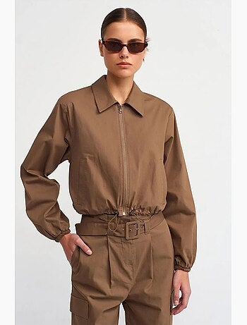 Veste femme en popeline de coton à fermeture éclair dilvin