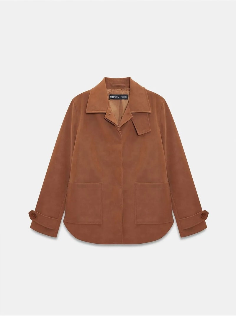 Veste femme en suédine avec boutons dilvin Camel - Kiabi