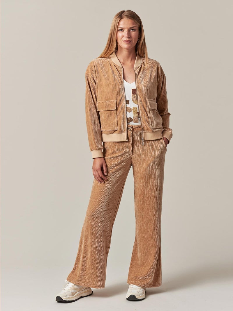Veste femme en velours côtelé 'Deeluxe' Beige - Kiabi