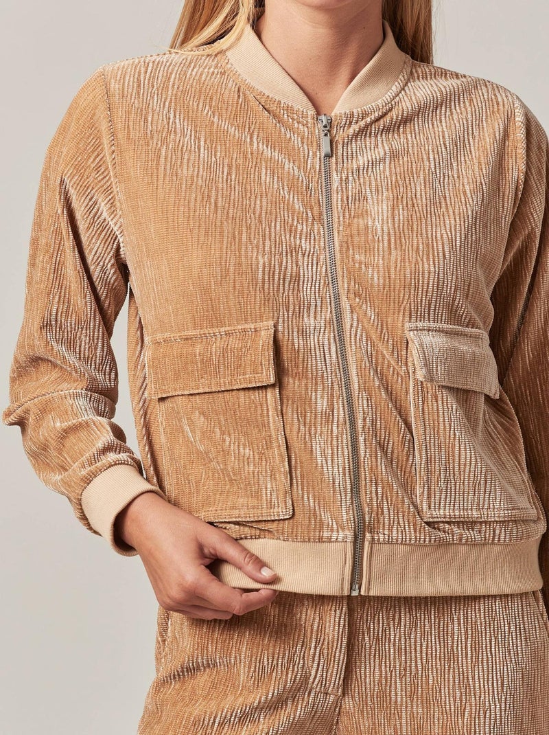 Veste femme en velours côtelé 'Deeluxe' Beige - Kiabi