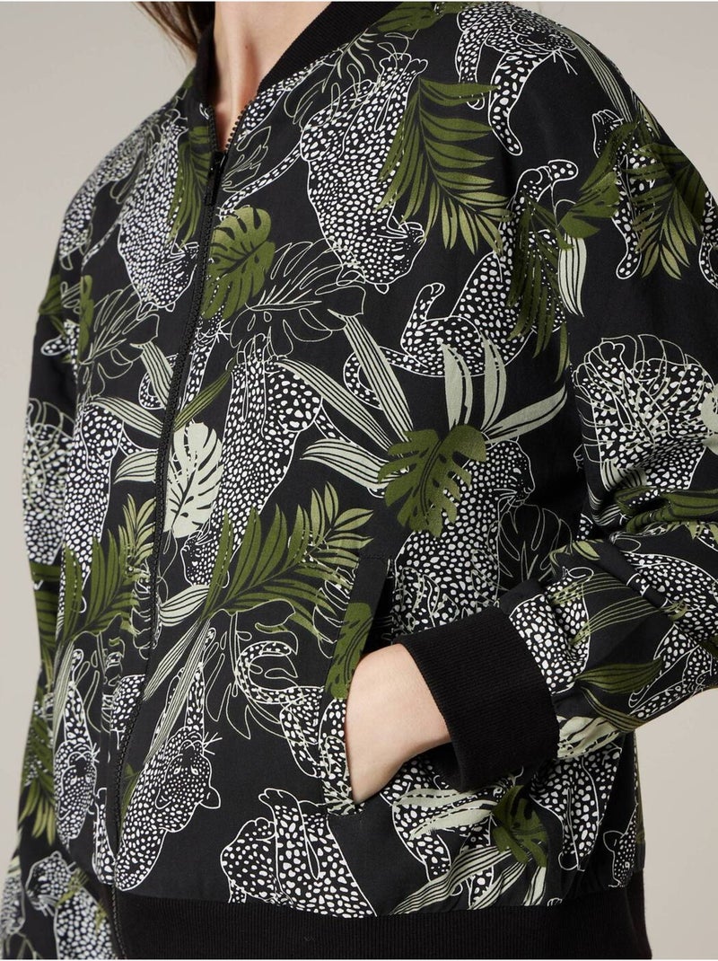 Veste femme légère imprimé tropical et animalier 'Deeluxe' Noir - Kiabi