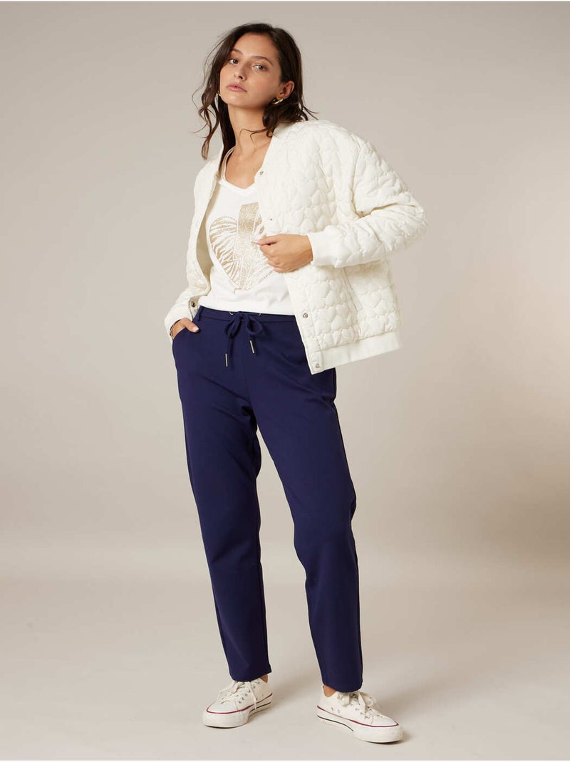 Veste femme matelassée a motif coeurs discrets 'deeluxe' Blanc cassé - Kiabi