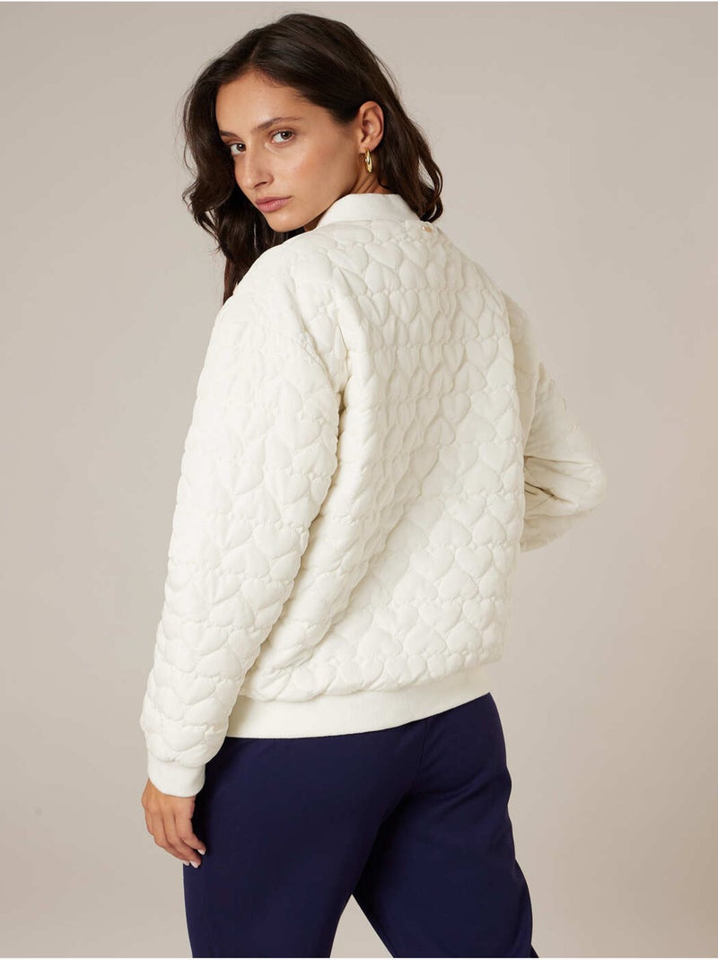 Veste femme matelassée a motif coeurs discrets 'deeluxe' Blanc cassé - Kiabi