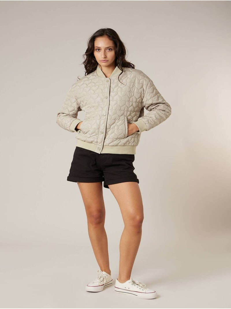 Veste femme matelassée A motif coeurs discrets 'Deeluxe' Vert tilleul - Kiabi