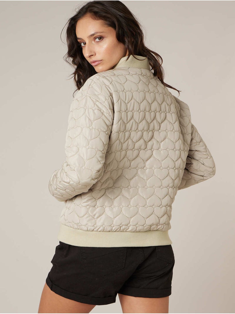 Veste femme matelassée A motif coeurs discrets 'Deeluxe' Vert tilleul - Kiabi