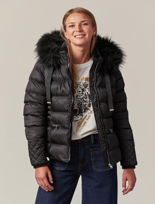 Blouson femme avec capuche fourrure pas cher best sale