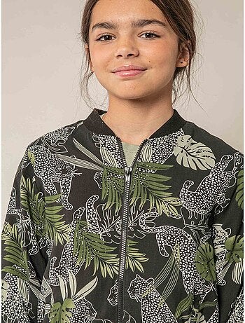 Veste fille légère imprimé tropical et animalier 'Deeluxe'