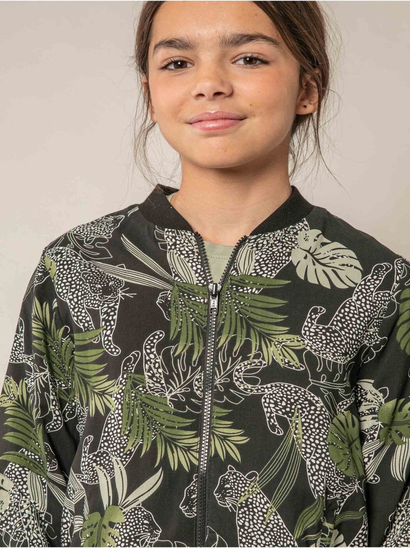 Veste fille légère imprimé tropical et animalier 'Deeluxe' Noir - Kiabi