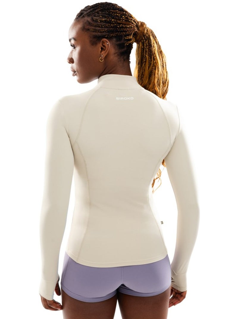 Veste fitness zippée ultralégère femme fitness femme division Beige - Kiabi