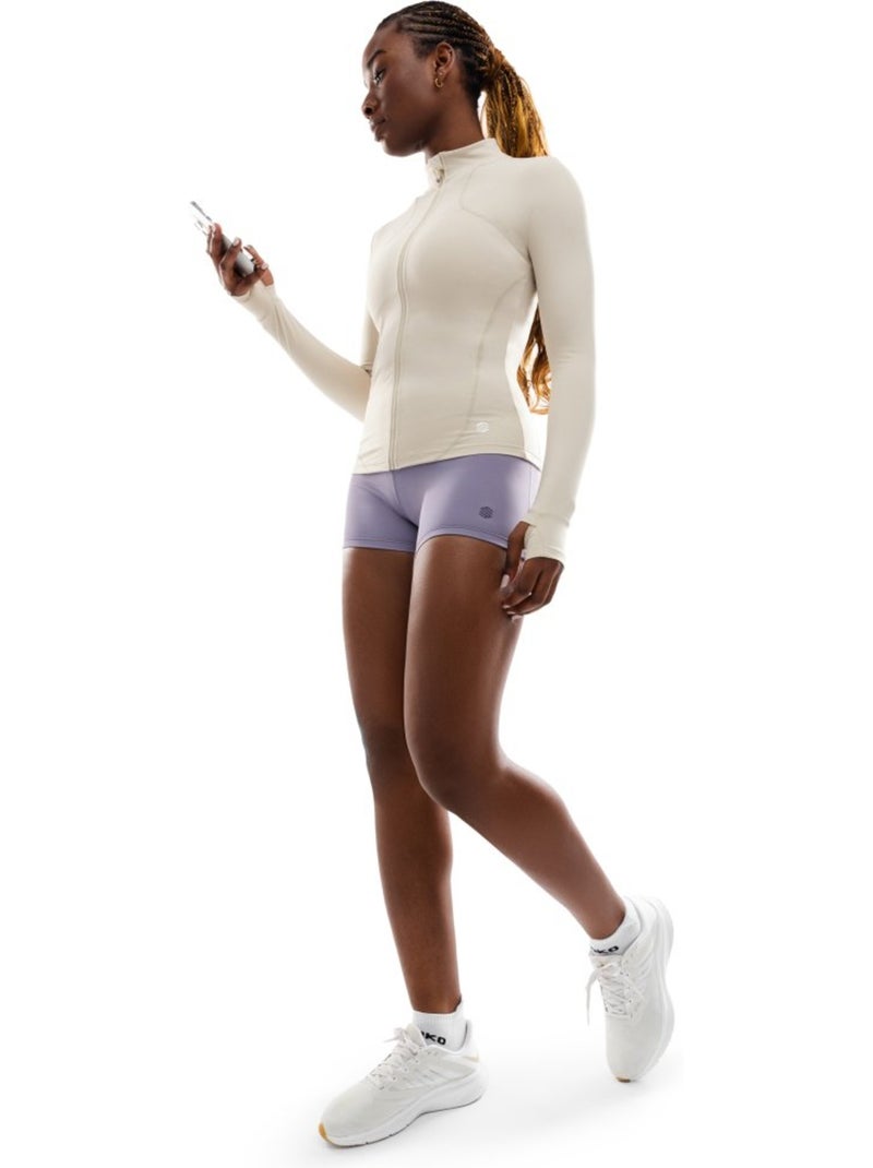 Veste fitness zippée ultralégère femme fitness femme division Beige - Kiabi