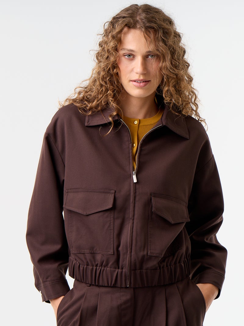 Veste fluide avec ouverture zippée Marron - Kiabi