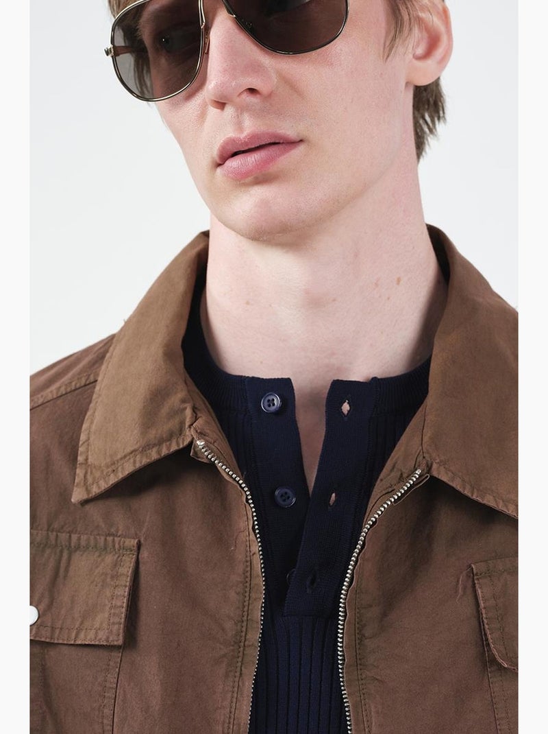 Veste gabardine coton poche giesto Marron clair - Kiabi