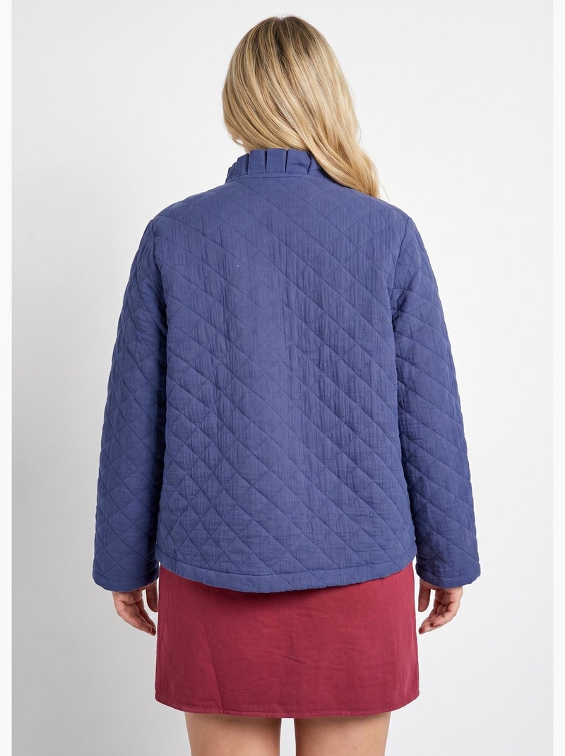 Veste gaze coton matelassée, col plissé - afibel Bleu marine - Kiabi