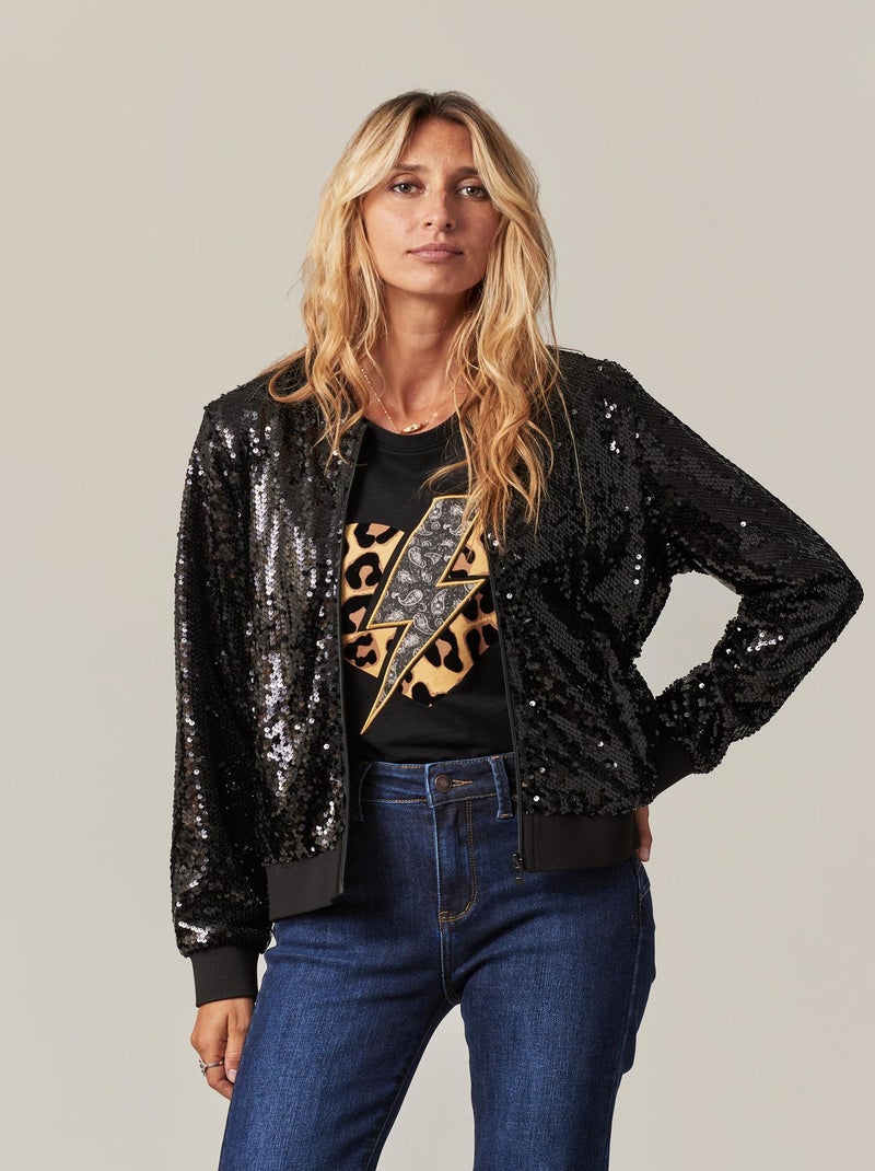 Veste glamour à sequins  'Deeluxe' Noir - Kiabi