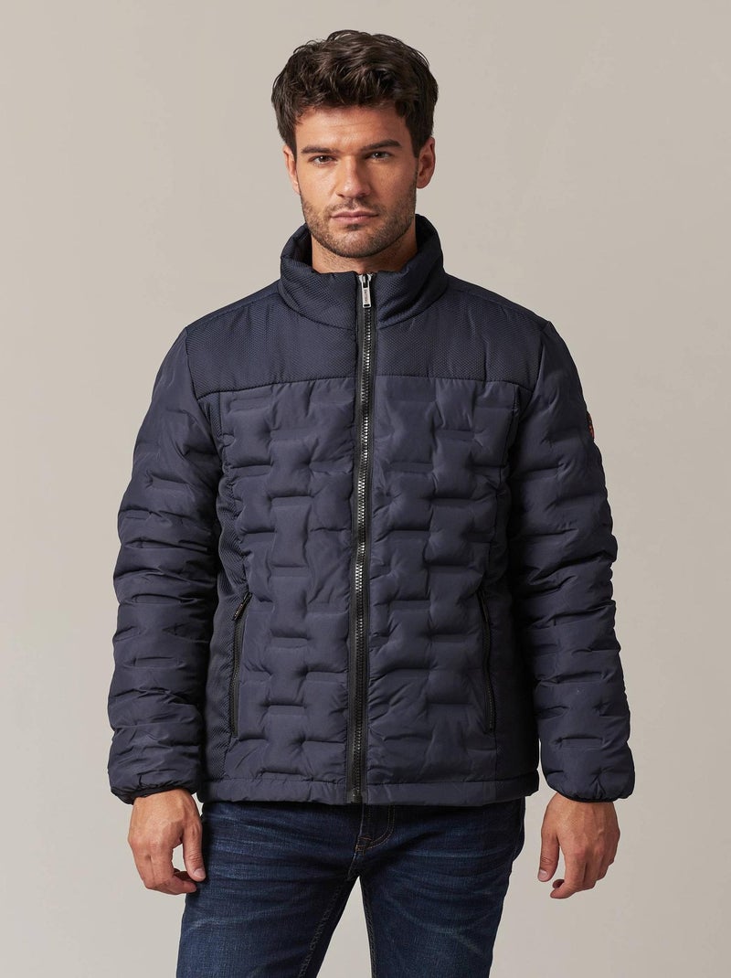 Veste homme bi-matière au matelassage graphique 'Deeluxe' Bleu nuit - Kiabi