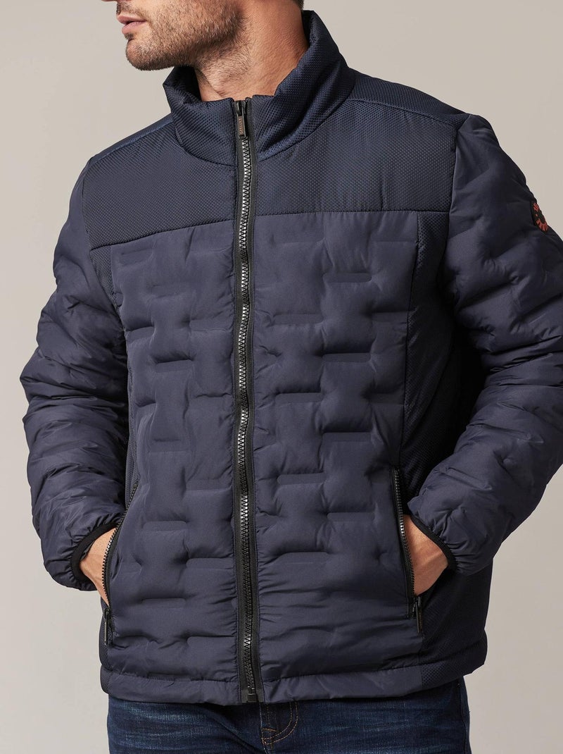 Veste homme bi-matière au matelassage graphique 'Deeluxe' Bleu nuit - Kiabi