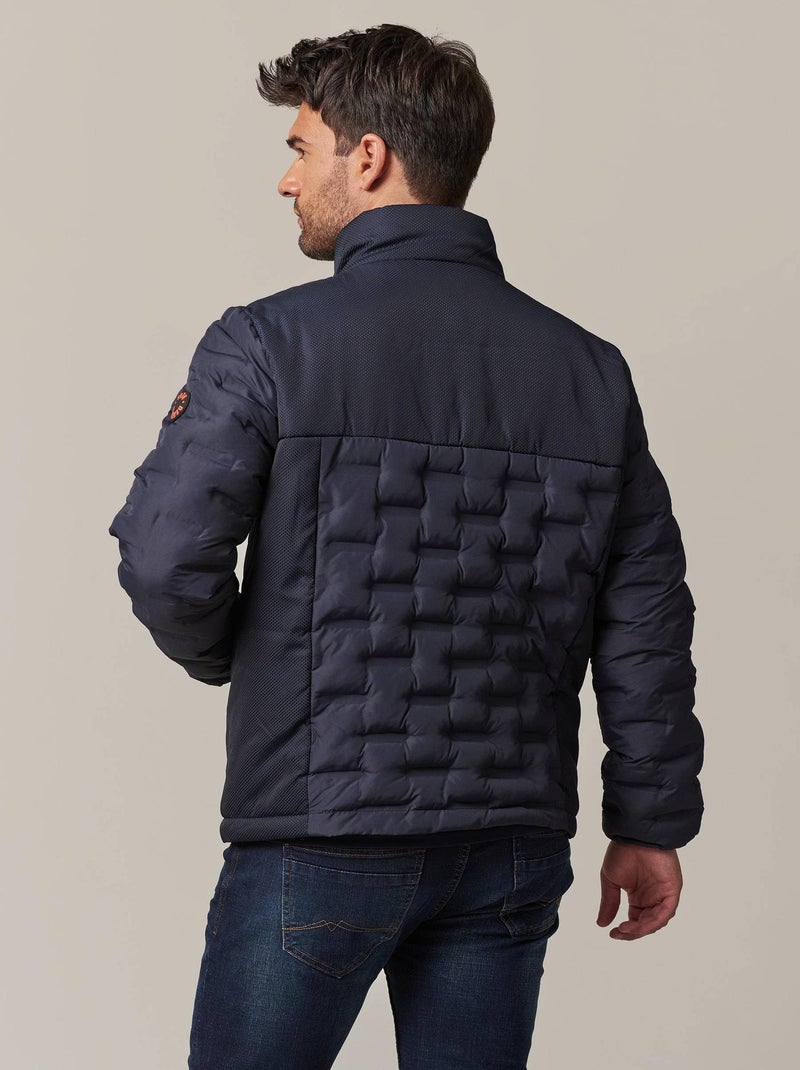 Veste homme bi-matière au matelassage graphique 'Deeluxe' Bleu nuit - Kiabi