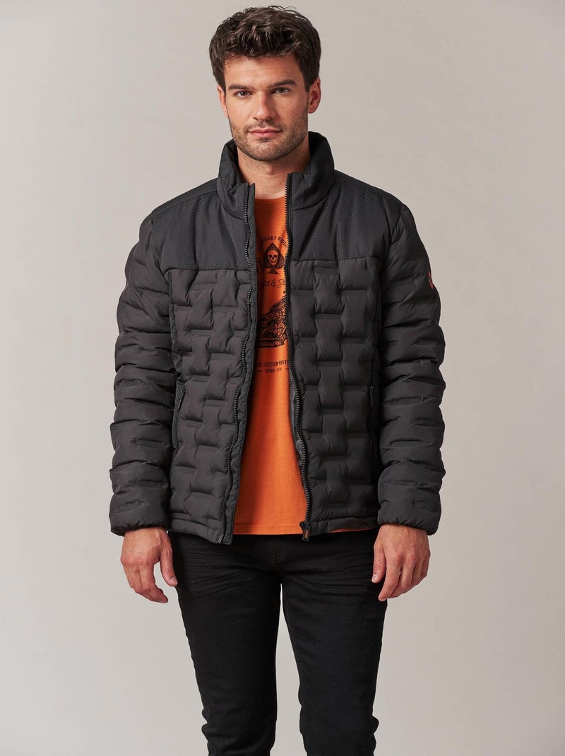 Veste homme bi-matière au matelassage graphique 'Deeluxe' Noir - Kiabi