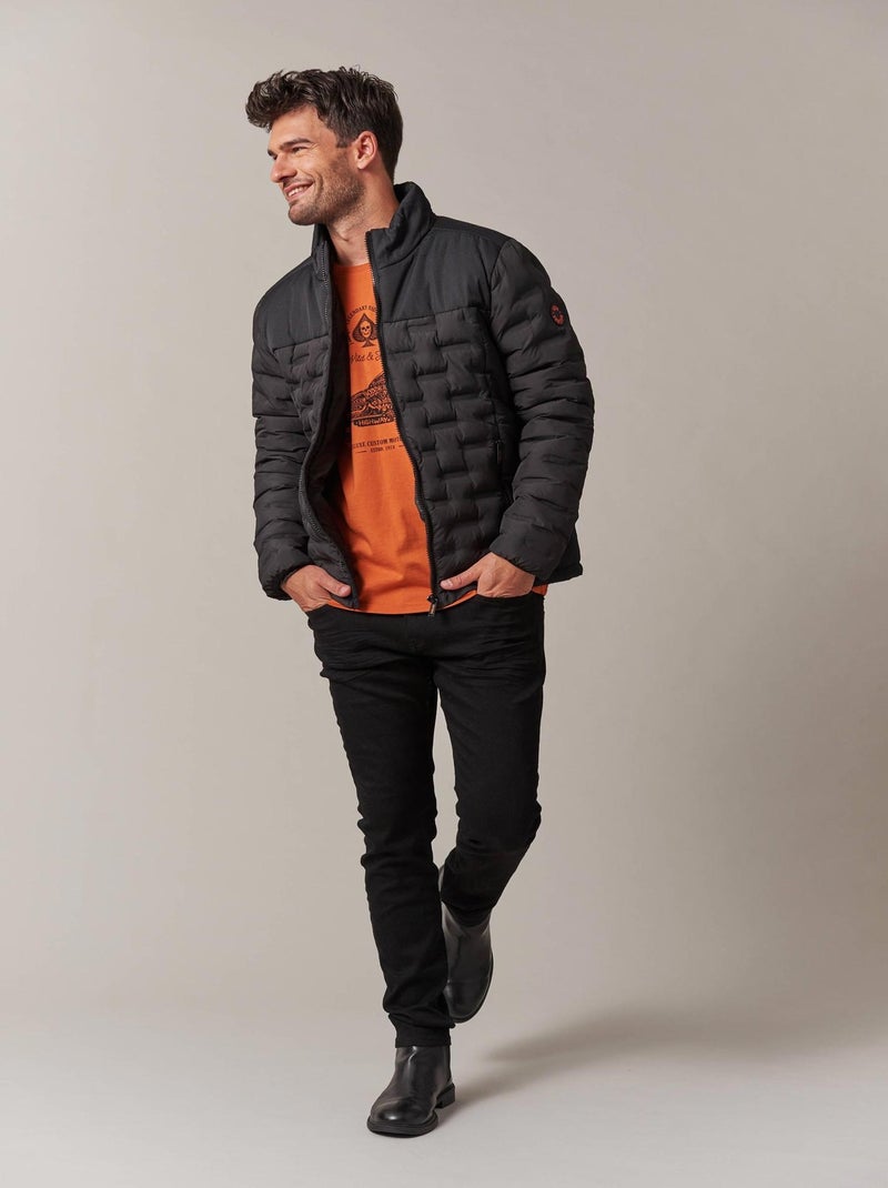 Veste homme bi-matière au matelassage graphique 'Deeluxe' Noir - Kiabi