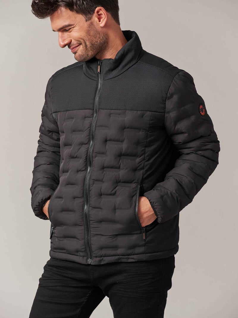 Veste homme bi-matière au matelassage graphique 'Deeluxe' Noir - Kiabi