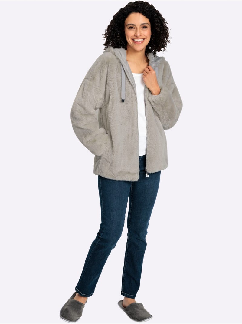 Veste Imitation Fourrure Allure Tendance - Taille Standard - Witt Gris clair - Kiabi