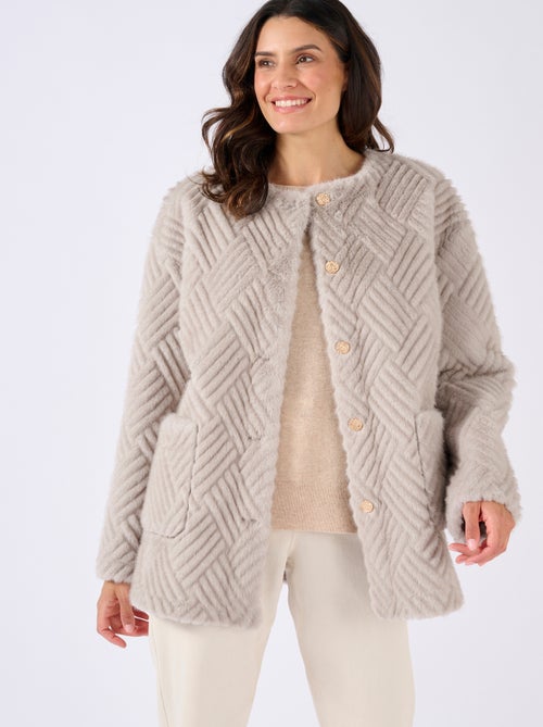 Veste imitation fourrure et suédine - Damart - Kiabi